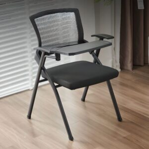 foldable training chair with padded seat and metal frame