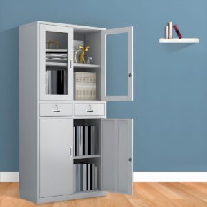 Half Glass Office Cabinet Wooden Storage Cabinet with Glass Doors half glass office cabinet with upper glass doors and lower wooden storage for office files