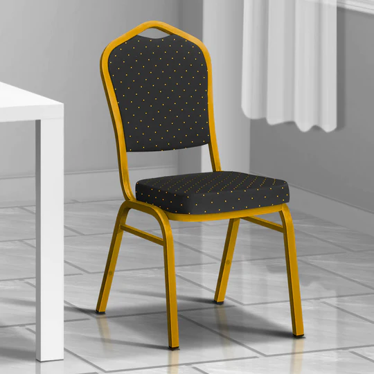 Black Heavy Duty Stackable Banquet Chair for Events Black heavy duty stackable banquet chair with padded seat and steel frame