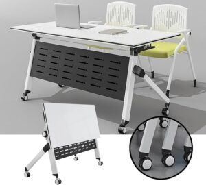 Foldable Training Office/Home Table with metal frame and wooden top