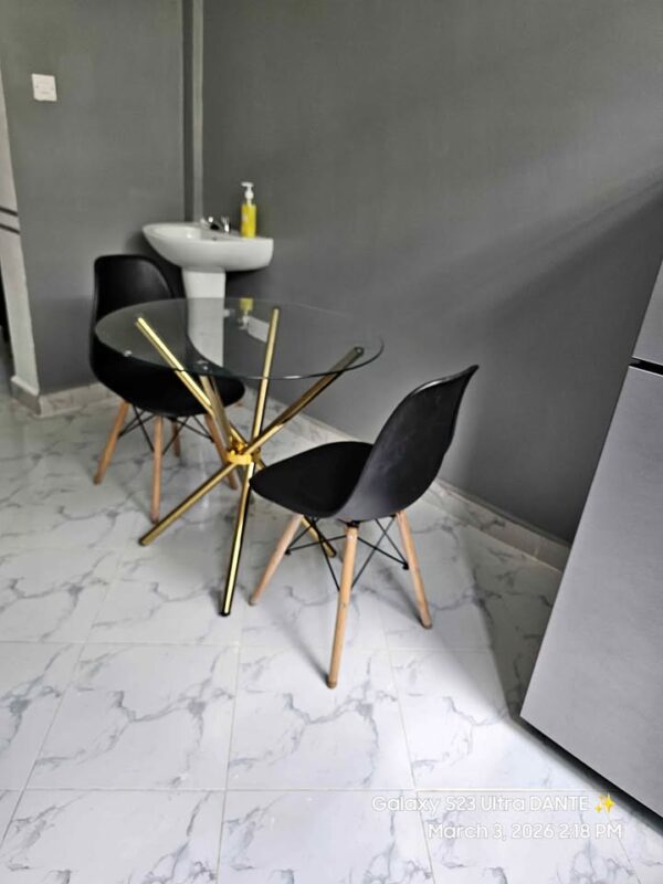 2 Seater Round Dining Set Glass Top with Eames Chairs 2 seater round dining set with tempered glass top and Eames chairs