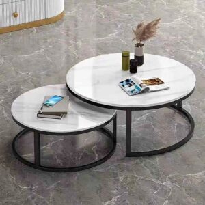 Marble Nesting Table set with elegant marble tops and sturdy frame