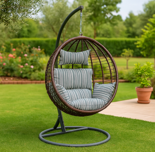 Hammock Swing Chair for Indoor and Outdoor Relaxation Hammock swing chair hanging in balcony with cushions