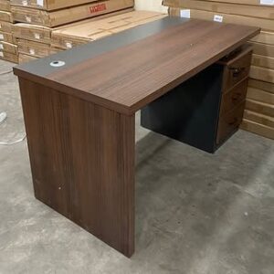 Walnut Executive Office Desk with Drawers & Cable Grommet – Modern Rectangular Workstation