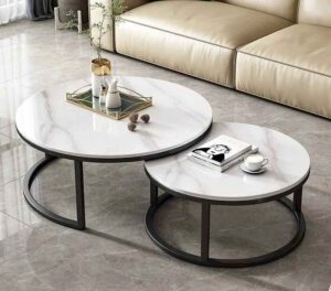Marble Nesting Table set with elegant marble tops and sturdy frame