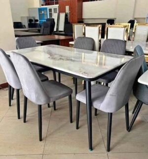 6-Seater Marble Dining Set with premium marble table and comfortable chairs