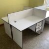 Four way workstation desk for four users with modern office design