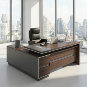 1800mm L shaped executive office desk with storage drawers and modern finish
