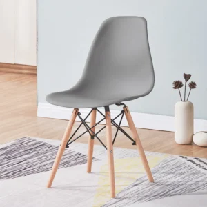 Eames Chair Modern Molded Plastic Dining Chair with Wooden Legs Eames chair white molded plastic dining chair with wooden legs for office and home use