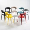 Plastic Cafe Chairs – Durable Outdoor and Indoor Seating Modern stackable plastic cafe chairs arranged on a sunny outdoor patio