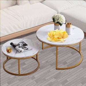 Round nesting coffee tables set with modern design for living room