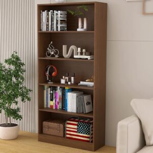 Modern 5-tier bookshelf with open shelves for home and office
