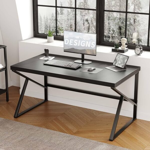 black metallic desk with sturdy frame and modern design