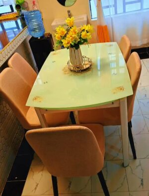 Modern glass dining table with tempered glass top