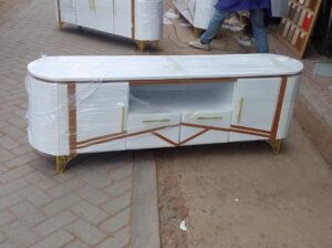 Modern TV Stand with storage shelves and cabinets