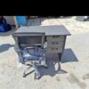 Gray Office Study Desk & Chair Contemporary Workstation Gray office study desk and chair modern workspace set