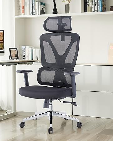 Ergonomic office chair with mesh backrest and adjustable height for comfortable seating