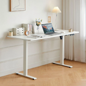 Adjustable standing desk with modern design and height adjustment feature