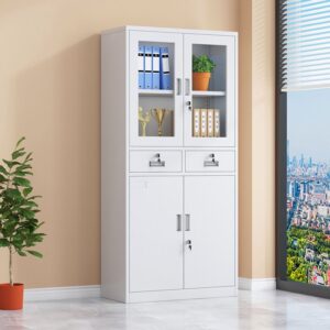 2-Door Metallic Office Storage Cabinet Adjustable Shelves 2-door metallic office storage cabinet with adjustable shelves