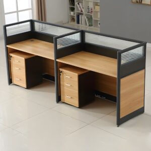 Stylish 2-Way Workstation 2.4m x 0.6m for Modern Offices Modern 2-Way Workstation 2.4m x 0.6m with dual-user office desk layout and organized workspace design