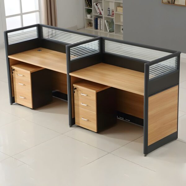 Stylish 2-Way Workstation 2.4m x 0.6m for Modern Offices Modern 2-Way Workstation 2.4m x 0.6m with dual-user office desk layout and organized workspace design