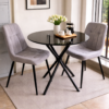 modern 2-seater dining set with glass top table and chairs