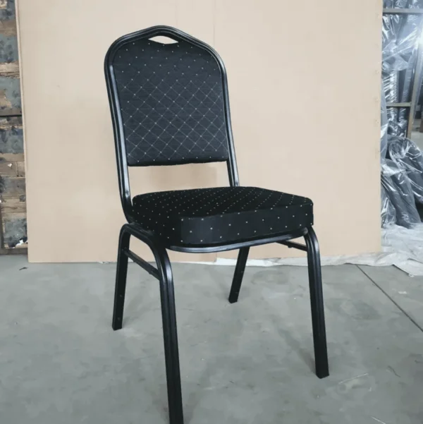 Black Banquet Chair with cushioned seat and metal frame for events and conferences