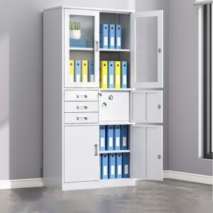 2-Door Half Glass Office Cabinet for Modern Office Storage 2-Door Half Glass Office Cabinet with lockable storage shelves and modern steel office cabinet design