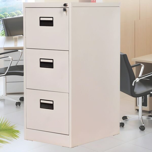 Lockable 3-Drawer Office Cabinet for Secure Office Storage Lockable 3-Drawer Office Cabinet with secure locking system for office document storage and filing