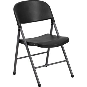 Black Foldable Chair with durable frame and space-saving folding design