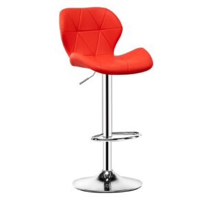 Orange Swivel Counter Stools with modern ergonomic seating and chrome base for kitchen and bar use