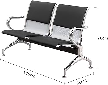 2-Seat Airport Waiting Chair with durable steel frame for airport terminal and public seating area