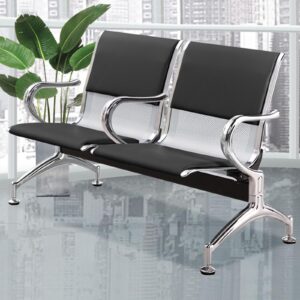 Office Waiting Chair 2-Seater with durable metal frame for reception and visitor seating