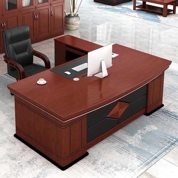 Modern Executive L-Desk with spacious L-shaped desktop, storage drawers, and professional office design