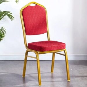 Elegant Red Stackable Banquet Fabric Chair for Weddings and Conferences Red Stackable Banquet Fabric Chair with cushioned seat and metal frame for events
