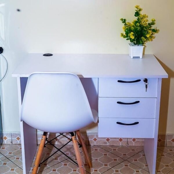 0.9m White Study Desk with Chair for Compact Study Setup 0.9m white study desk with chair for student and home workspace