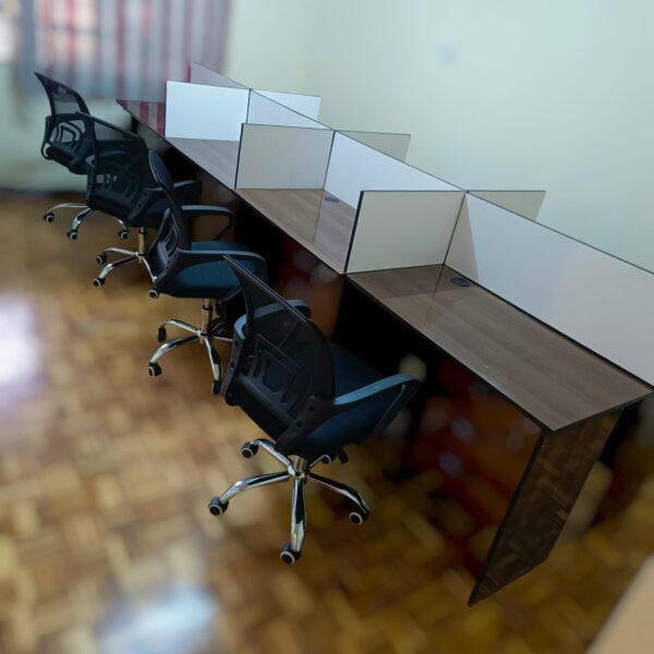 8 Way Working Station for Modern Collaborative Office Workspaces 8 Way Working Station with multiple employee desk setup for collaborative office productivity