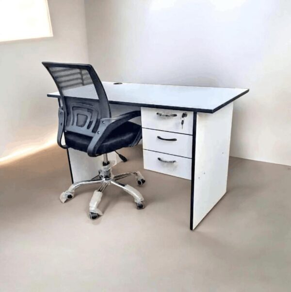 1.2M Desk and Mesh Office Chair for Ergonomic Workstation Setup 1.2M desk and mesh office chair set for modern office and home workspace