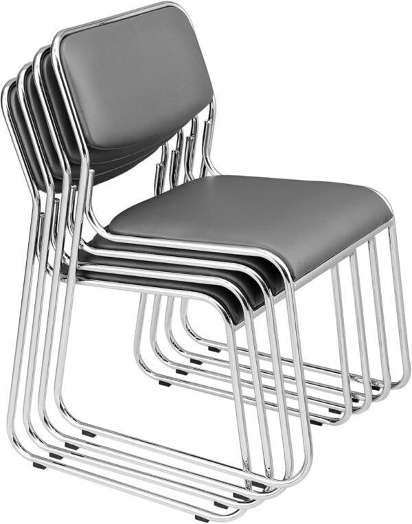 chair Chrome Visitor's Chair stackable design with durable chrome frame for office reception and conference seating