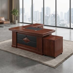 Wooden Executive Office Desk for Professional Workspaces Wooden Executive Office Desk with spacious desktop, storage drawers, and modern executive office design