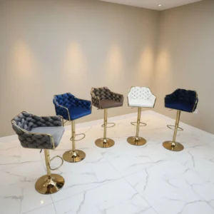 Velvet Bar Stool with soft upholstery and modern luxury design for kitchen and bar seating